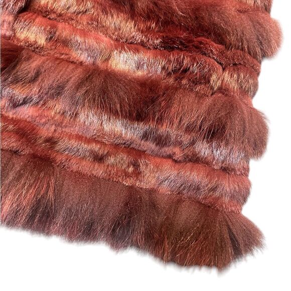 Tory Burch Blaire Burgundy Rabbit & Fox Fur Vest Size Large - Picture 6 of 9